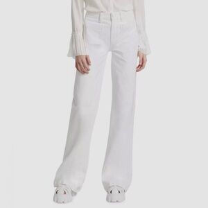 Paige Jeans Women's White Leenah High Waist Wide Leg Jeans Pants 25